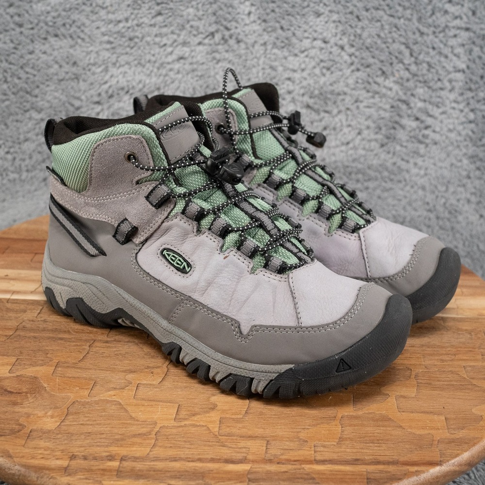 Keen Targhee IV Mid Waterproof Hiking Boots Big Kids Size 3 Alloy/Granite Green